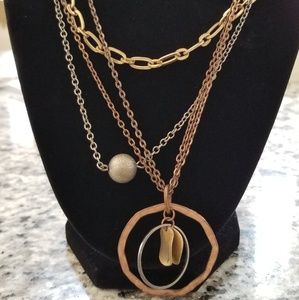 Necklace with Gold, Silver and Bronze tones